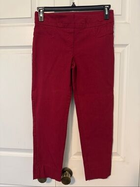 Zac & Rachel Women's burgundy Stretch Ponte Ankle Pants 6P